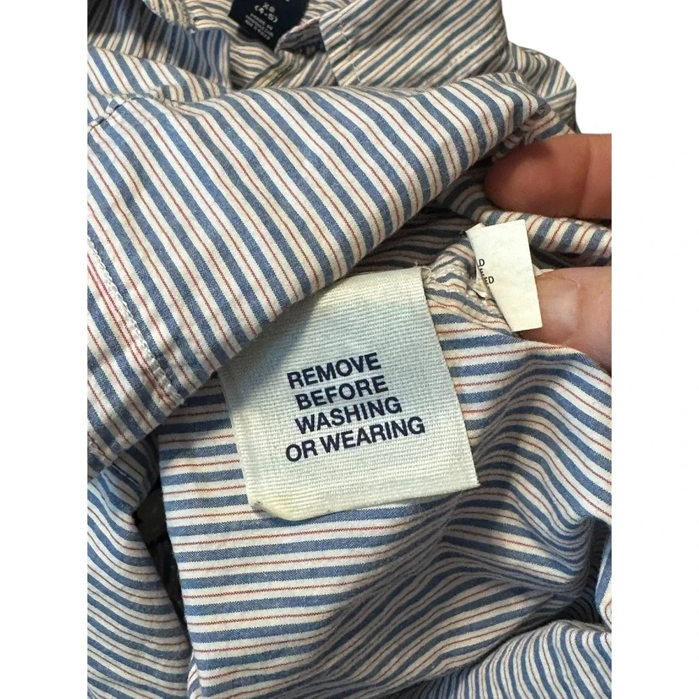 GAP Kids XS Blue White Striped Long Sleeve‎ Button Down Shirt Boy Girl